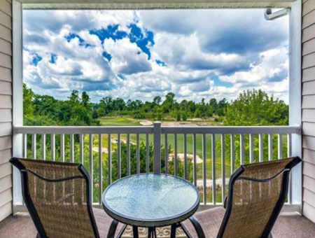 balcony view of golf course with amazing clouds and vivid colors, myrtle beach pet friendly vacation rental home